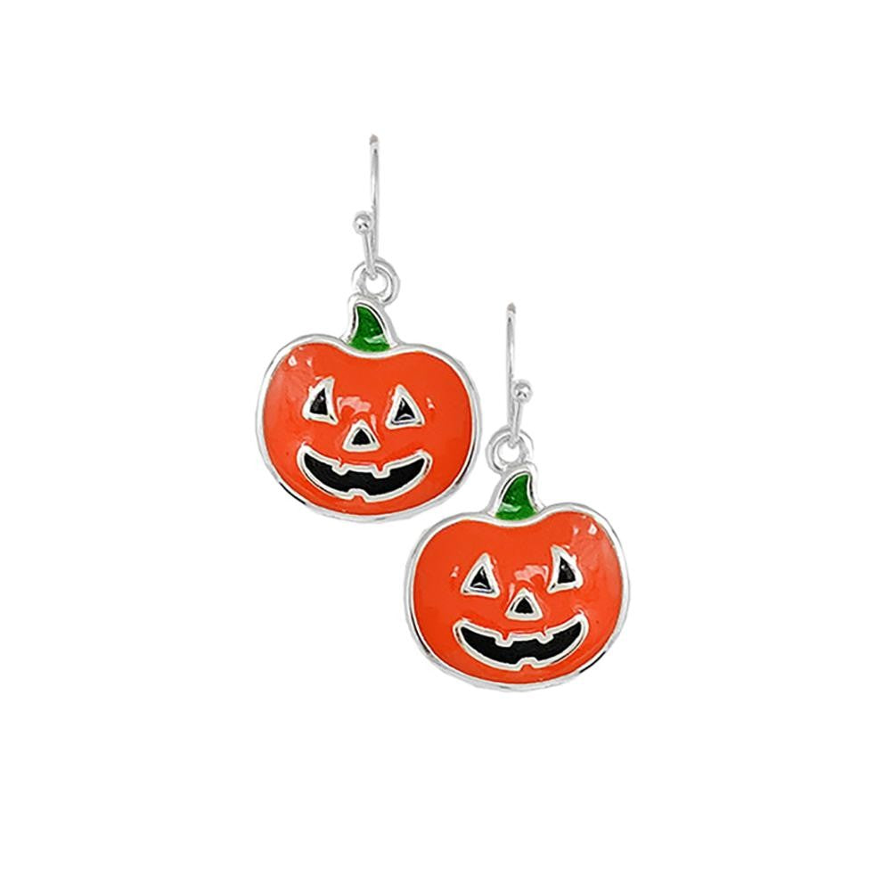 Halloween Jack-O-Lantern Drop Earrings.-Earrings-Lagniappe Junk 