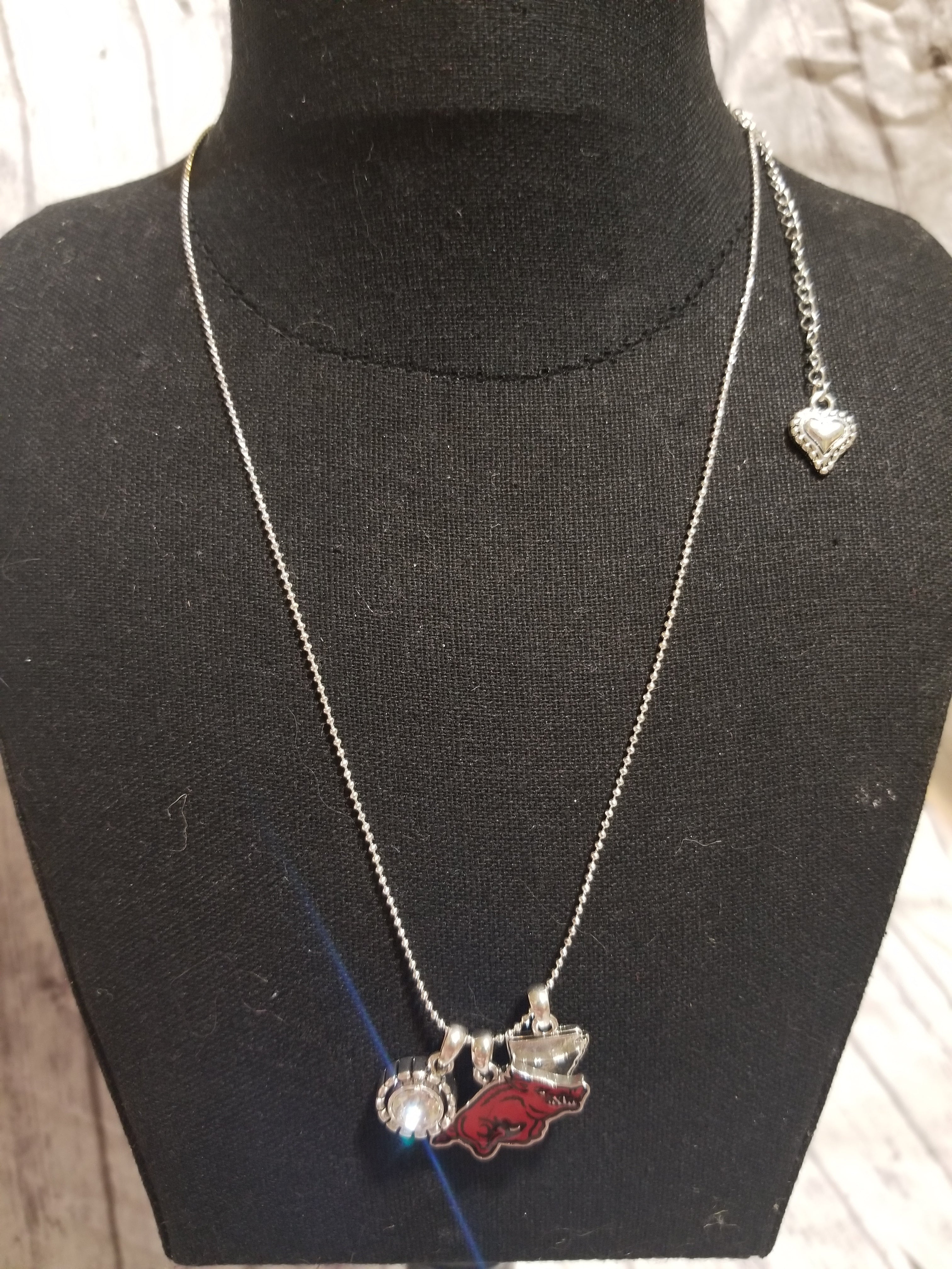 Arkansas Razorbacks Jewel Charm Necklace-Necklace-Lagniappe Junk 