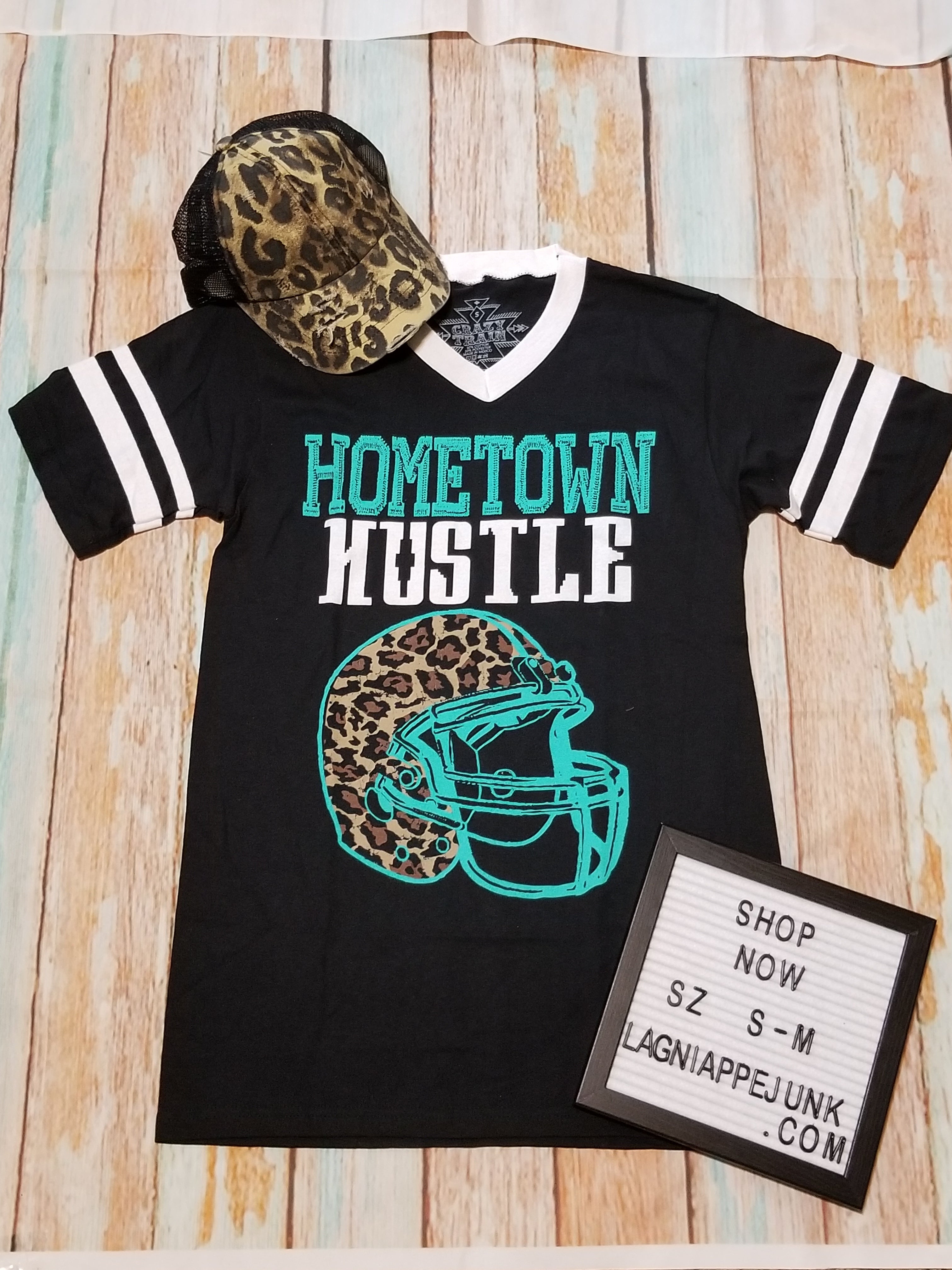 Crazy Train Hometown Hustle - Leopard Football Helmet - Game Day Top-Tops-Lagniappe Junk 
