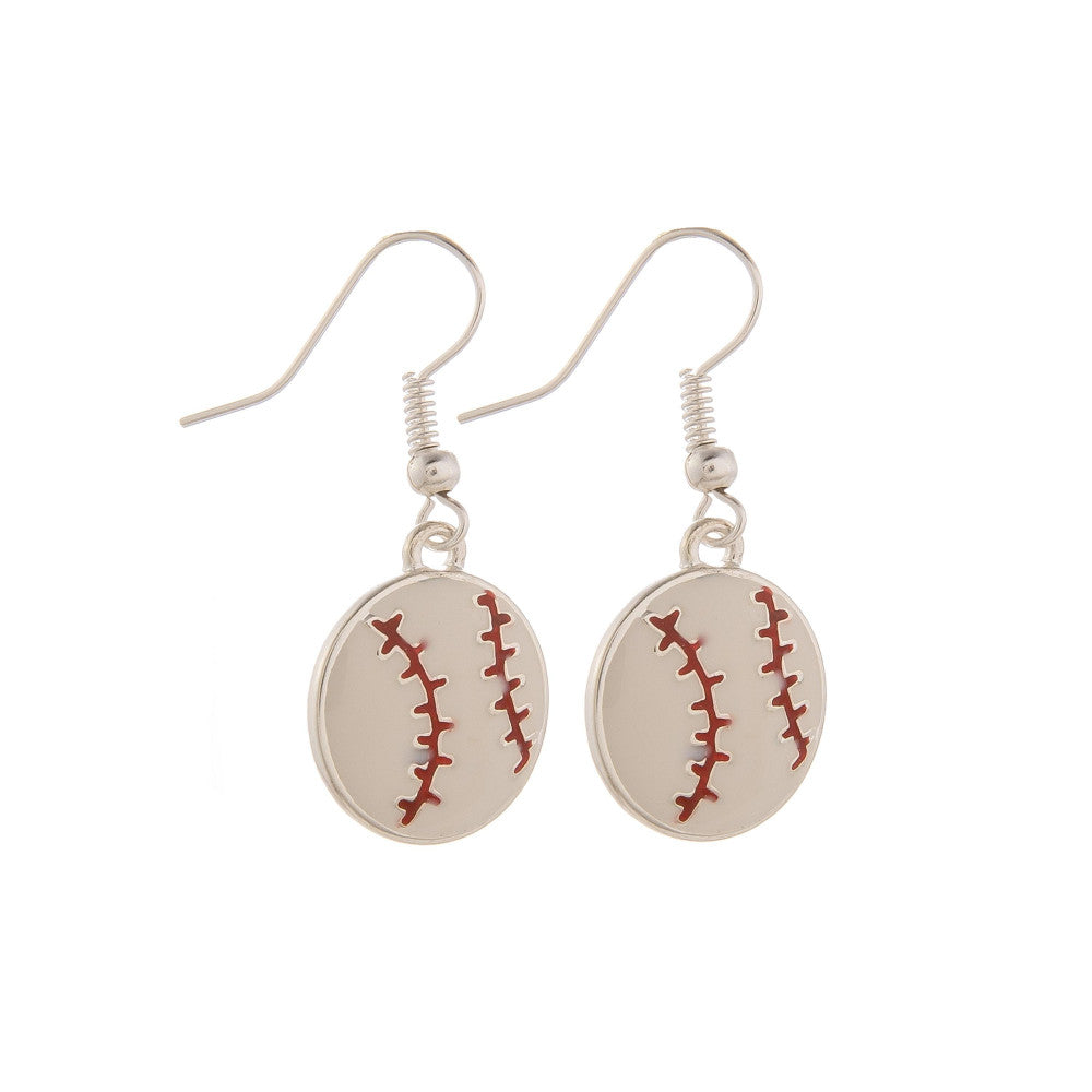 Baseball Dangle Earrings - Baseball Mom-earrings-Lagniappe Junk 