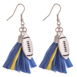 Load image into Gallery viewer, Raffia Football Game Day Earrings-Several Team Colors-Earrings-Lagniappe Junk 
