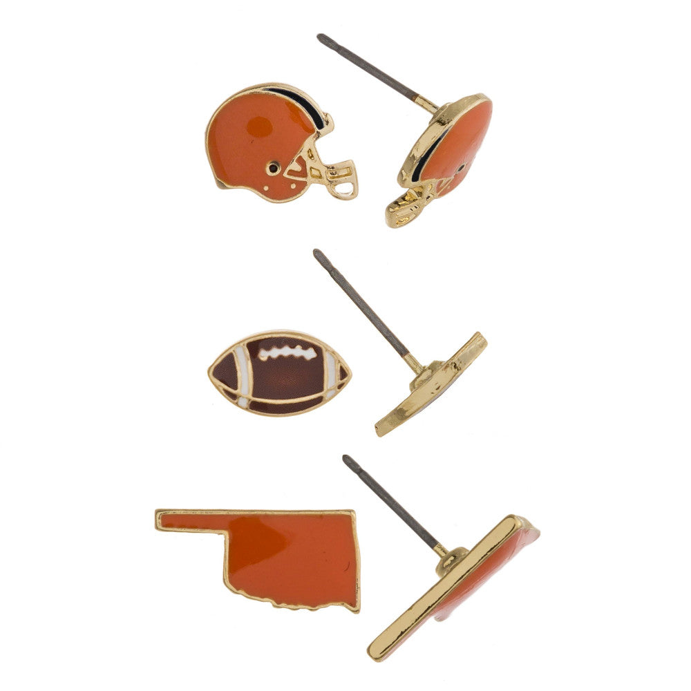 Oklahoma Football Mix and Match Earrings Set-Earrings-Lagniappe Junk 
