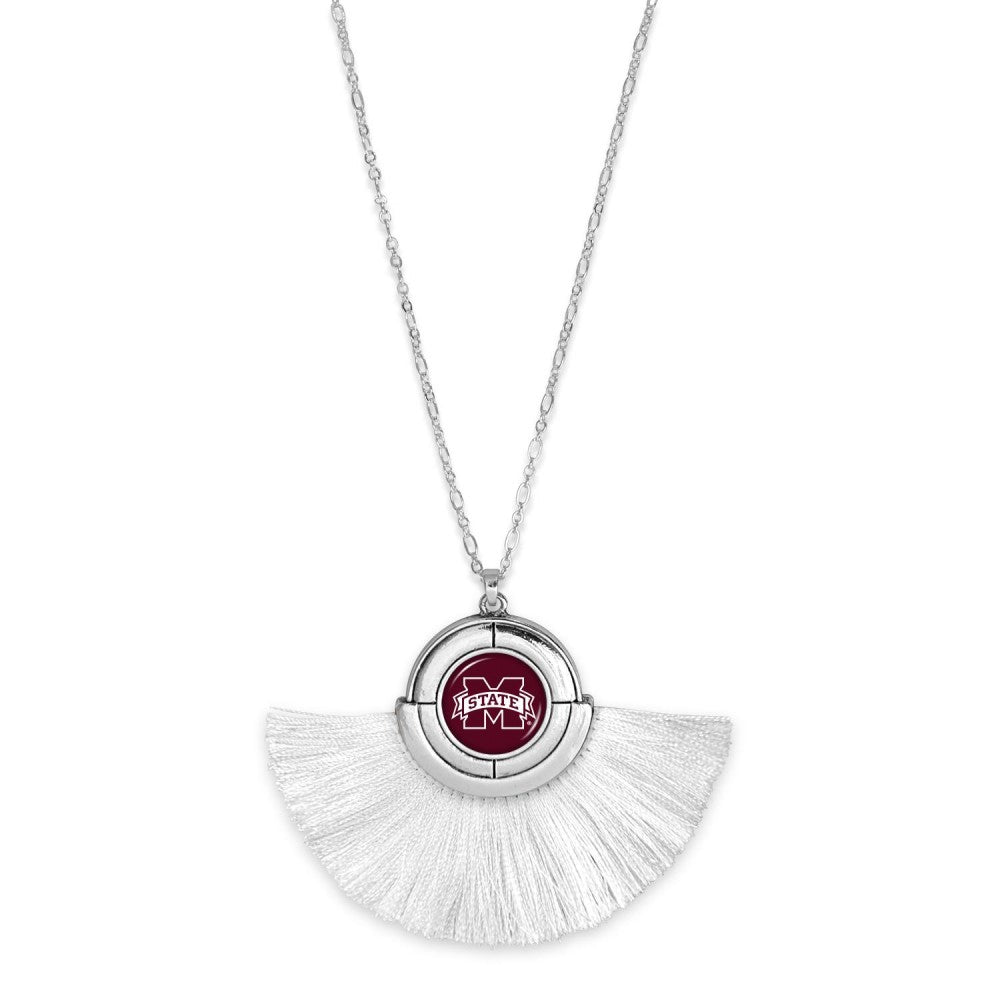 Mississippi Bulldogs Game Day Tassel Necklace-necklace-Lagniappe Junk 