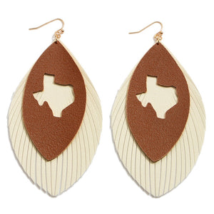 Texas Longhorns Faux Leather Teardrop Earrings - Serape - State of Texas-earrings-Lagniappe Junk 