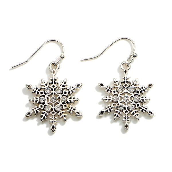 Silver Drop Snowflake Earrings-Earrings-Lagniappe Junk 