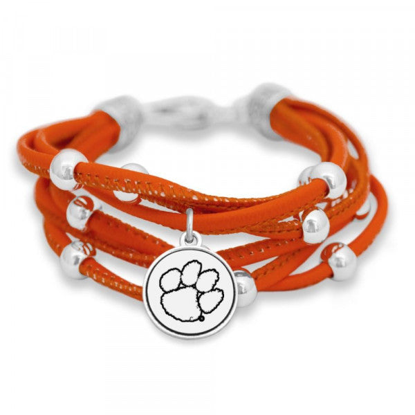 Clemson Tigers Faux Leather Charm Bracelet-Bracelet-Lagniappe Junk 