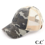 Cargar imagen en el visor de la galería, C.C. Camouflage Mesh Back High Ponytail Cap-Ponytail Cap-Lagniappe Junk 
