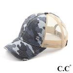 Load image into Gallery viewer, C.C. Camouflage Mesh Back High Ponytail Cap-Ponytail Cap-Lagniappe Junk 
