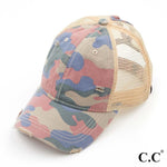 Cargar imagen en el visor de la galería, C.C. Camouflage Mesh Back High Ponytail Cap-Ponytail Cap-Lagniappe Junk 
