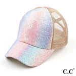 Load image into Gallery viewer, C.C Chunky Glitter Ombre Criss Cross Ponytail Cap-Lagniappe Junk 
