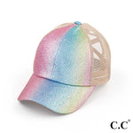 Cargar imagen en el visor de la galería, C.C Ombre Sparkle Glitter Criss Cross High Ponytail Cap-Lagniappe Junk 
