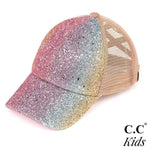 Cargar imagen en el visor de la galería, C.C Chunky Glitter Ombre Criss Cross Ponytail Cap-Lagniappe Junk 
