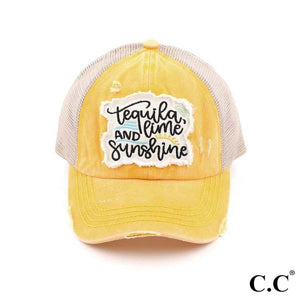 C.C Tequila, Lime, and Sunshine Patch Criss Cross Pony Cap-Hats-Lagniappe Junk 