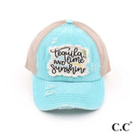 Load image into Gallery viewer, C.C Tequila, Lime, and Sunshine Patch Criss Cross Pony Cap-Hats-Lagniappe Junk 
