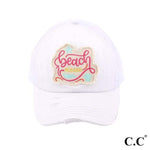 Cargar imagen en el visor de la galería, C.C Beach Please Patch Criss Cross Pony Cap-Hats-Lagniappe Junk 
