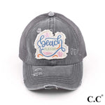 Cargar imagen en el visor de la galería, C.C Beach Please Patch Criss Cross Pony Cap-Hats-Lagniappe Junk 
