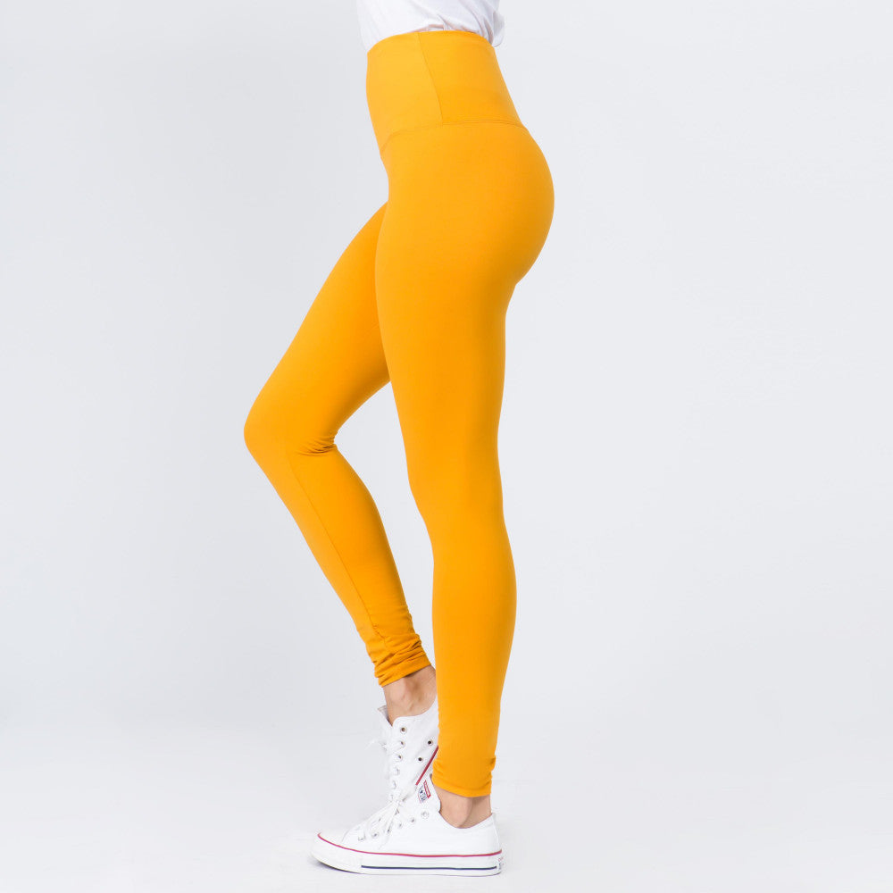 Mustard New Mix Peach Skin Leggings-Leggings-Lagniappe Junk 