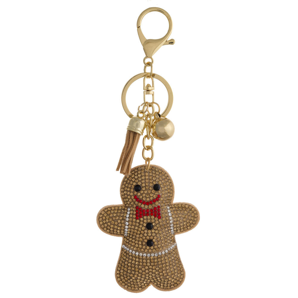 Rhinestone Gingerbread Plush Keychain-keychain-Lagniappe Junk 