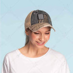 Load image into Gallery viewer, C.C American Flag Digi Camouflage Embroidered High Ponytail Cap-Baseball Cap-Lagniappe Junk 

