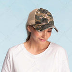 Load image into Gallery viewer, C.C Floral Camouflage Mesh High Ponytail Cap-Baseball Cap-Lagniappe Junk 
