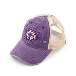 Load image into Gallery viewer, C.C Aztec Embroidered Patch Mesh High Ponytail Baseball Cap-Baseball Cap-Lagniappe Junk 
