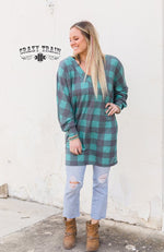 Load image into Gallery viewer, Crazy Train: HOLLY HOP TOP ** TURQ PLAID-Lagniappe Junk 
