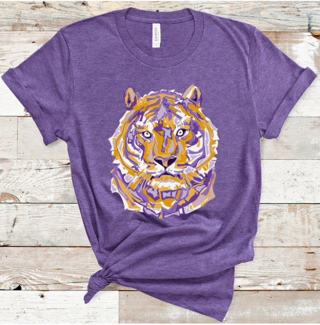 LSU Purple and Gold Tiger Graphic Tee-Clothing-Lagniappe Junk 