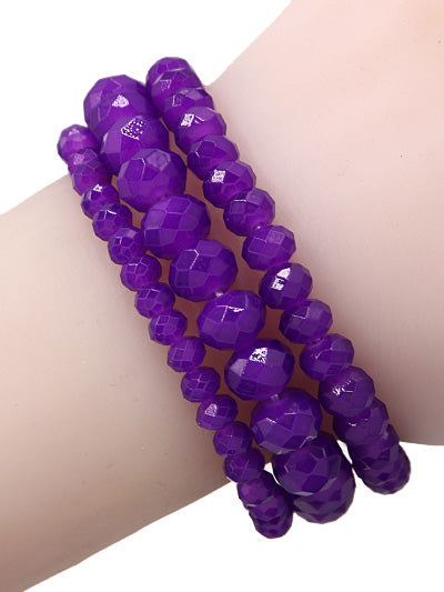 Purple Beaded Stretch Bracelet Set - Game Day Bracelets-Lagniappe Junk 