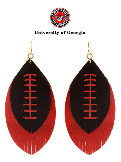 Georgia Bulldogs Leather Football Earrings-Lagniappe Junk 