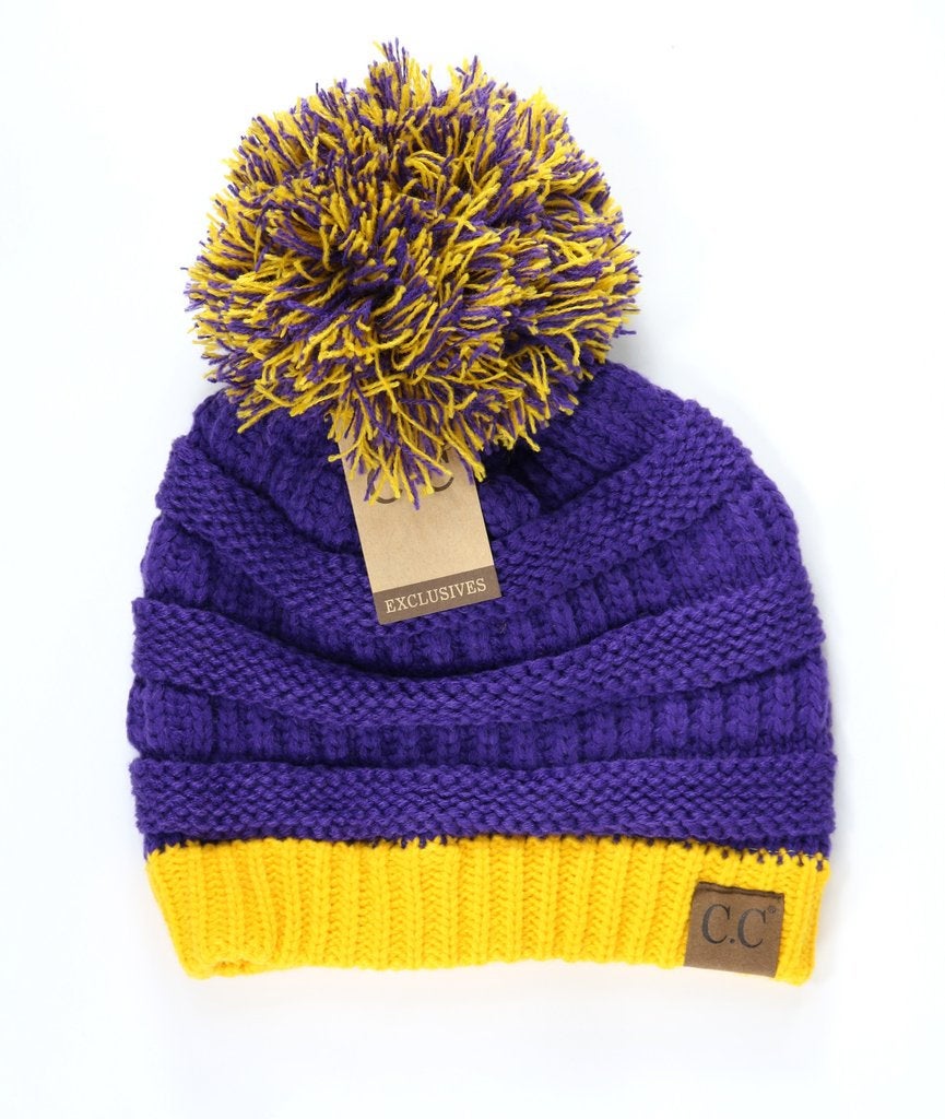 LSU Purple and Gold Game Day CC Beanie and Infinity Scarf Bundle-Lagniappe Junk 
