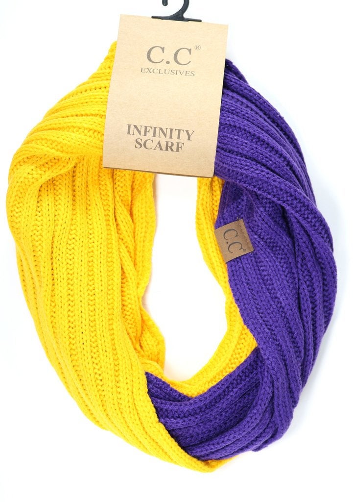 LSU Purple and Gold Game Day CC Beanie and Infinity Scarf Bundle-Lagniappe Junk 
