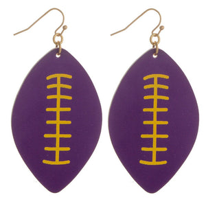 LSU Football Purple & Yellow Leather Earrings-Lagniappe Junk 