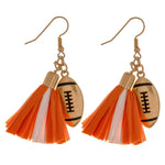 Load image into Gallery viewer, Raffia Football Game Day Earrings-Several Team Colors-Earrings-Lagniappe Junk 
