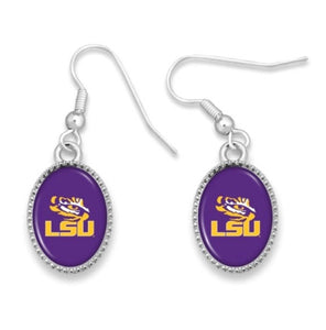 LSU Eye of the Tiger Logo Purple & Yellow Earrings-Lagniappe Junk 