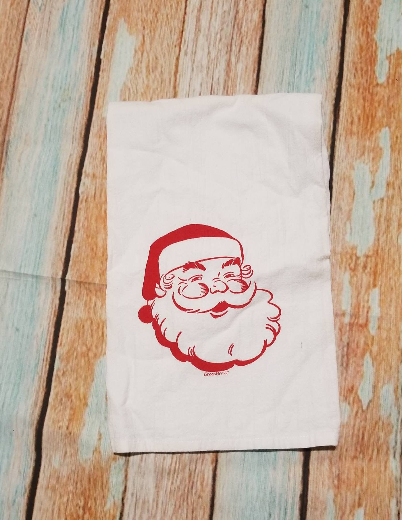 Santa Claus Flour Sack Dish Towel - Christmas Kitchen Decor-Lagniappe Junk 