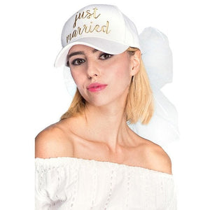 Bride/Just Married Embroidered CC Ball Cap with Veil-Baseball Cap-Lagniappe Junk 