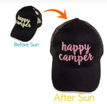Load image into Gallery viewer, Happy Camper - Color Changing - Embroidered Mesh Back CC high Ponytail Baseball Cap-Lagniappe Junk 
