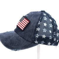 Distressed American Flag / USA Star CC Ball Cap-Baseball Cap-Lagniappe Junk 