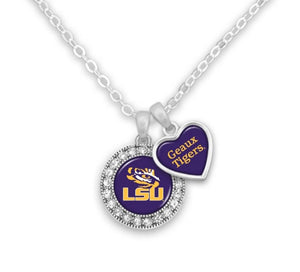 LSU Geaux Tigers Slogan Earrings or Necklace Jewelry Set-Necklace-Lagniappe Junk 